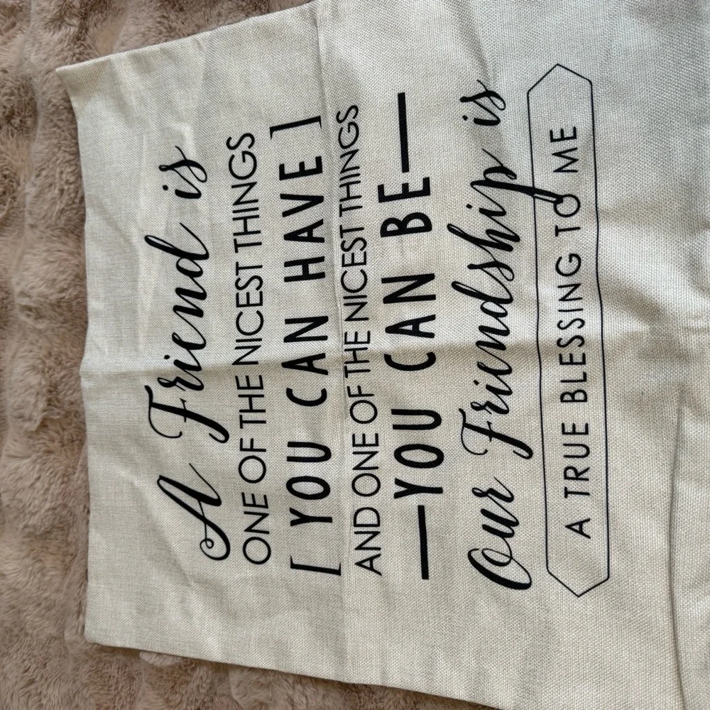 New Friendship Quote Pillow Cover - Cream